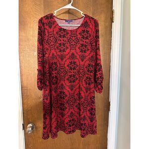 Apt. 9 Red and Black Cuff Sleeve Sweater Dress